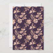 Invitation Purple foncé et Rose or Fête des mariées florale (Dos)