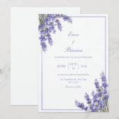 Invitation Purple French Lavender Rustic Minimalist Frame (Devant / Derrière)