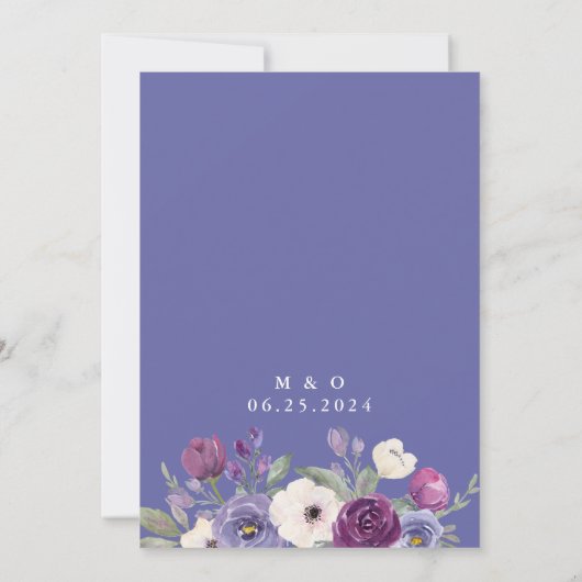 Invitation Purple Fuchsia Aquarelle Floral Enregistrer la dat (Dos)