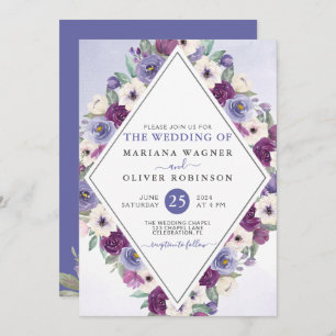 Invitation Purple Fuchsia Aquarelle Mariage Floral