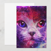Invitation Purple Galaxy Cat (Devant / Derrière)