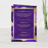 Invitation Purple Galaxy Gold Lotus QR Code Mariage indien (Dos)