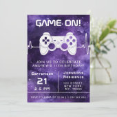 Invitation Purple Galaxy jeu vidéo Gamer Anniversaire de enfa (Debout devant)