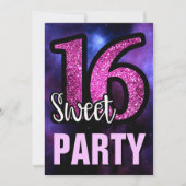 Invitation Purple Galaxy rose Parties scintillant douce 16 fê (Devant)