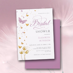 Invitation Purple Garden Papillon Fleur sauvage Fête des mari