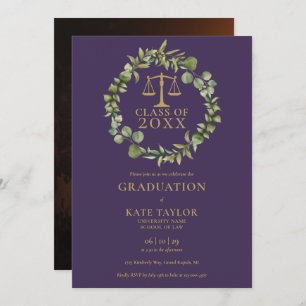 Invitation Purple Garland Photo Law School Graduation Party I