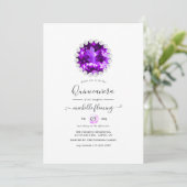 Invitation Purple Gemstone Mardi Gras fête d'anniversaire (Debout devant)