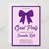 Invitation Purple Gingham Bow Graduation Party (Devant)