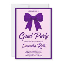 Purple Gingham Bow Graduation Party