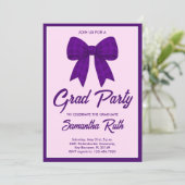 Invitation Purple Gingham Bow Graduation Party (Debout devant)