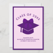 Invitation Purple Gingham Bow Graduation Party (Dos)