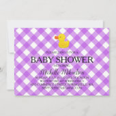 Invitation Purple Gingham Rubber Duckie Baby Shower (Devant)