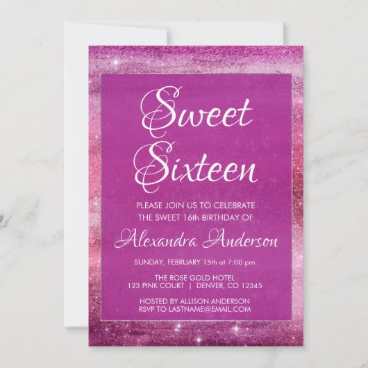 Invitation Purple Girly Parties scintillant étincelante douce (Devant)