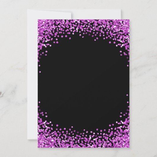 Invitation Purple Glitter Border Black Christmas Party (Dos)