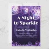 Invitation Purple Glitter Disco Night to Sparkle Glam 60th (Devant)