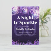 Invitation Purple Glitter Disco Night to Sparkle Glam 60th (Debout devant)