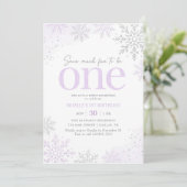 Invitation Purple Glitter Snowflake 1st Birthday (Debout devant)