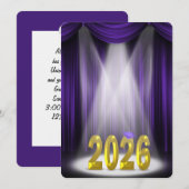 Invitation Purple & Gold 2025 Graduation en vedette (Devant / Derrière)