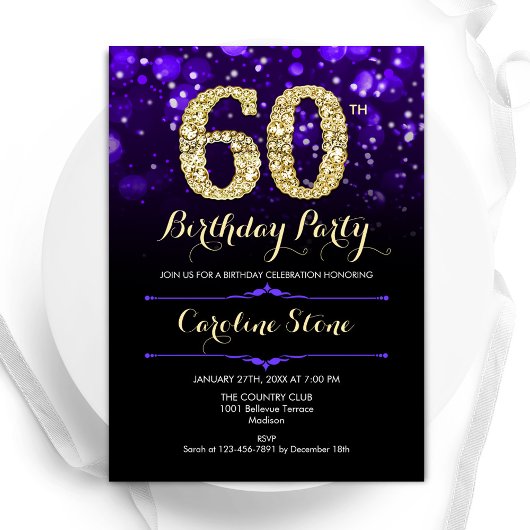 Invitation Purple Gold 60e anniversaire