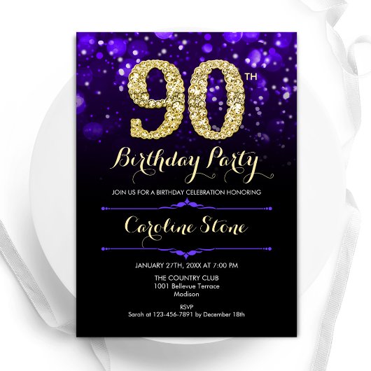 Invitation Purple Gold 90e anniversaire