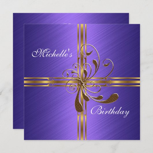 Invitation Purple & Gold Abstrait (Devant / Derrière)