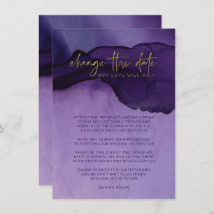 Invitation Purple & Gold Abstrait Modifier Le Mariage Date