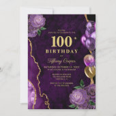 Invitation Purple Gold Agate 100e anniversaire (Devant)