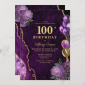 Invitation Purple Gold Agate 100e anniversaire (Devant / Derrière)