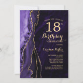 Invitation Purple Gold Agate 18e anniversaire (Devant)