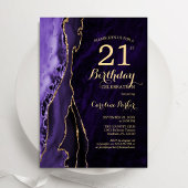 Invitation Purple Gold Agate 21e anniversaire