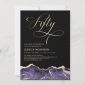 Invitation Purple Gold Agate 50e Cinquante Anniversaire fête (Devant)
