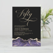 Invitation Purple Gold Agate 50e Cinquante Anniversaire fête (Debout devant)