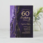 Invitation Purple Gold Agate 60e anniversaire (Debout devant)