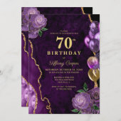Invitation Purple Gold Agate 70e anniversaire (Devant / Derrière)