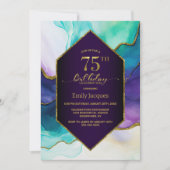 Invitation Purple Gold Agate 75e fête d'anniversaire (Devant)