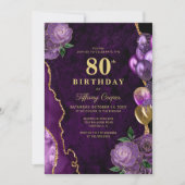 Invitation Purple Gold Agate 80e anniversaire (Devant)