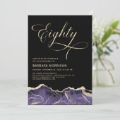 Invitation Purple Gold Agate 80e Soixante-dix fête d'annivers (Debout devant)