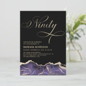 Invitation Purple Gold Agate 90ème Soixante-Dix Anniversaire (Debout devant)