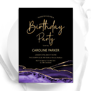 Invitation Purple Gold Agate Anniversaire N'importe quel âge