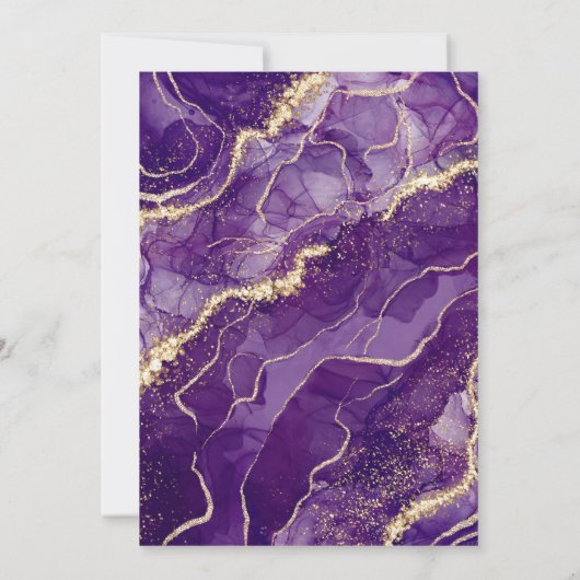 Invitation Purple Gold Agate Élégant Mariage moderne (Dos)