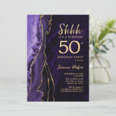 Invitation Purple Gold Agate Surprise 50e anniversaire (Debout devant)