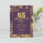 Invitation Purple Gold Agate Surprise 65e fête d'anniversaire (Debout devant)