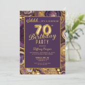 Invitation Purple Gold Agate Surprise 70e fête d'anniversaire (Debout devant)