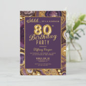 Invitation Purple Gold Agate Surprise 80e fête d'anniversaire (Debout devant)