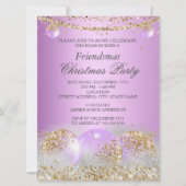 Invitation Purple Gold Bauble Amies Fête de Noël (Devant)