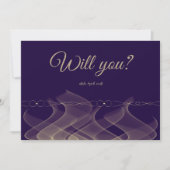 Invitation Purple Gold Be My Bridesmaid Double Side Card (Devant)
