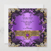 Invitation Purple Gold Black Leopard fête d'anniversaire 2 (Dos)