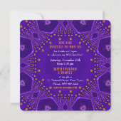 Invitation Purple Gold Bohemian Glam fête d'anniversaire (Dos)