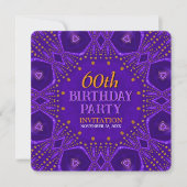Invitation Purple Gold Bohemian Glam fête d'anniversaire (Devant)