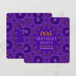 Invitation Purple Gold Bohemian Glam fête d'anniversaire